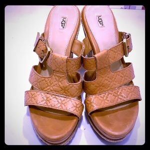 NWOT/ NEW UGG Tan Leather Heel Espadrille.Size 8.5